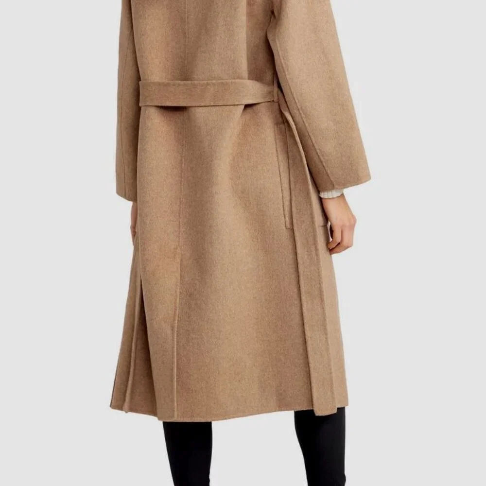 NWT Women’s Camel Double Sided Wool Coat with Hood Winter Overcoat - Picture 7 of 9